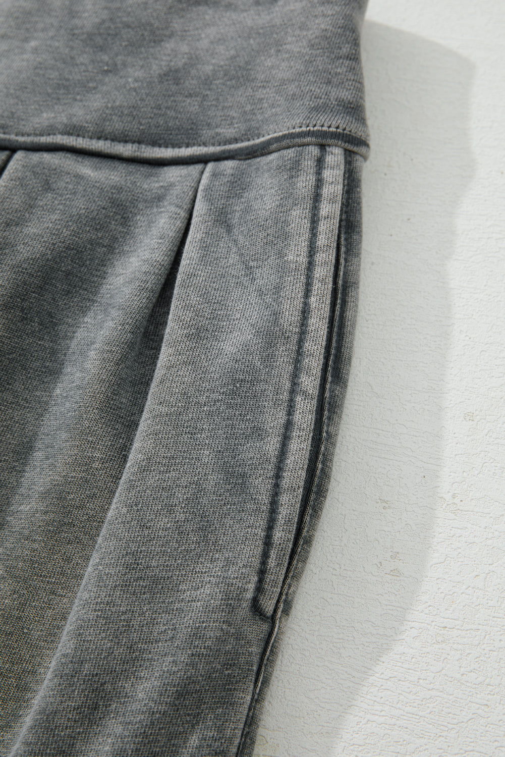 Medium Grey Mineral Wash Jogger Style High Waist Pants