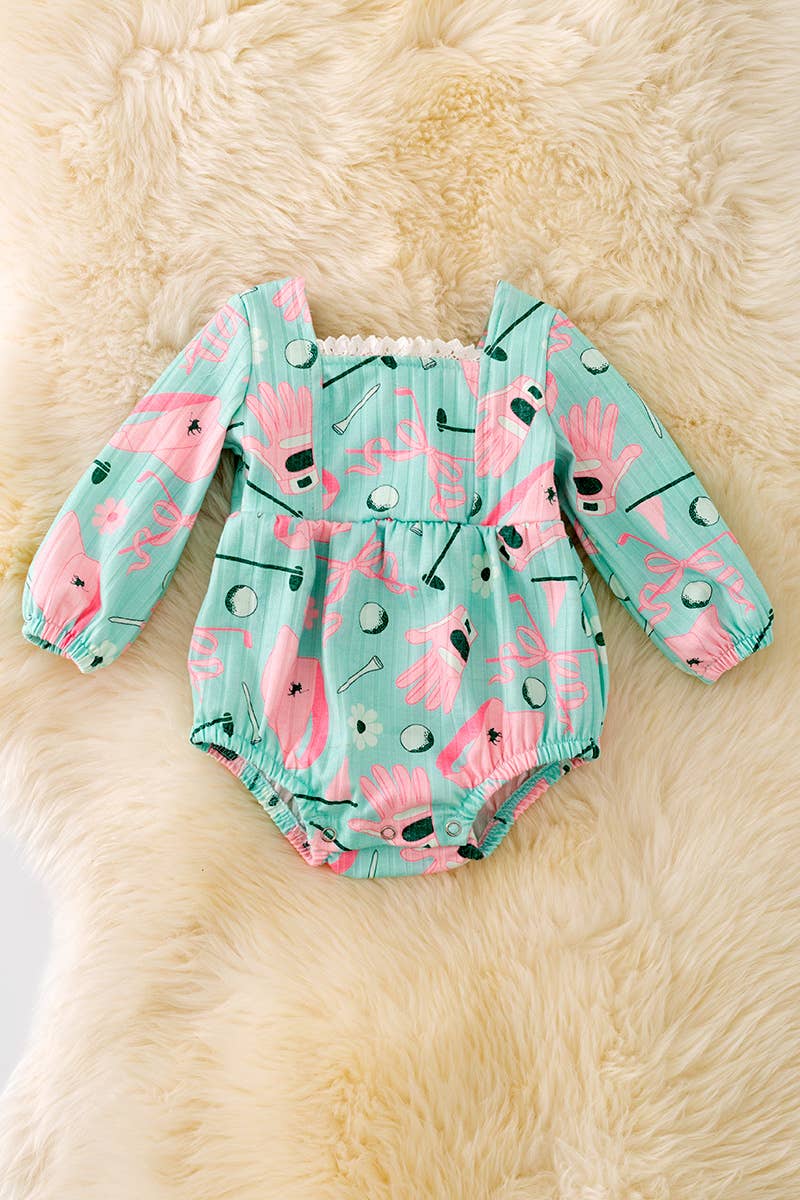GOLF FUN KIND OF DAY MINT BABY ROMPER