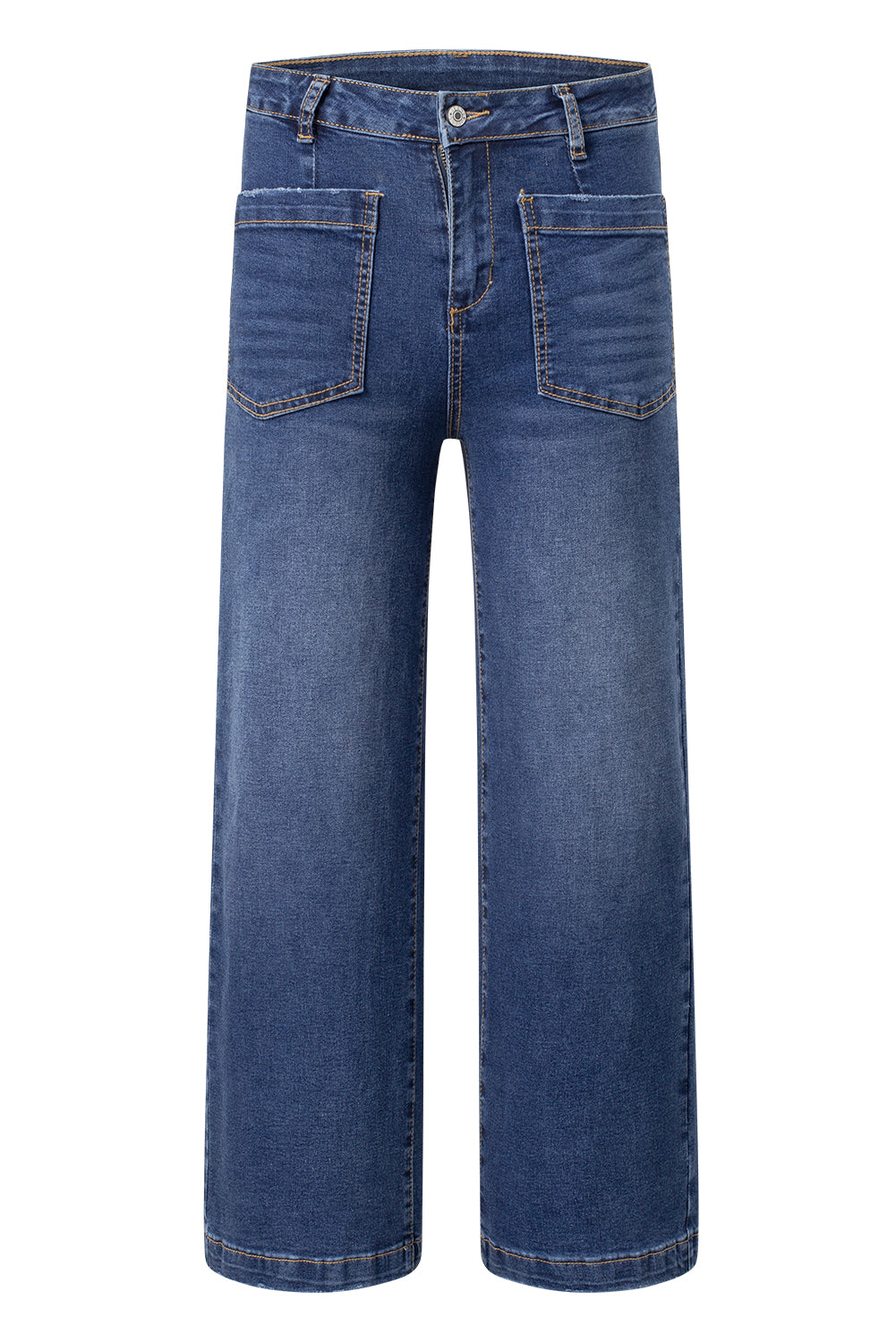 Bluing Mimimalist Patch Pocket High Waist Shift Jeans
