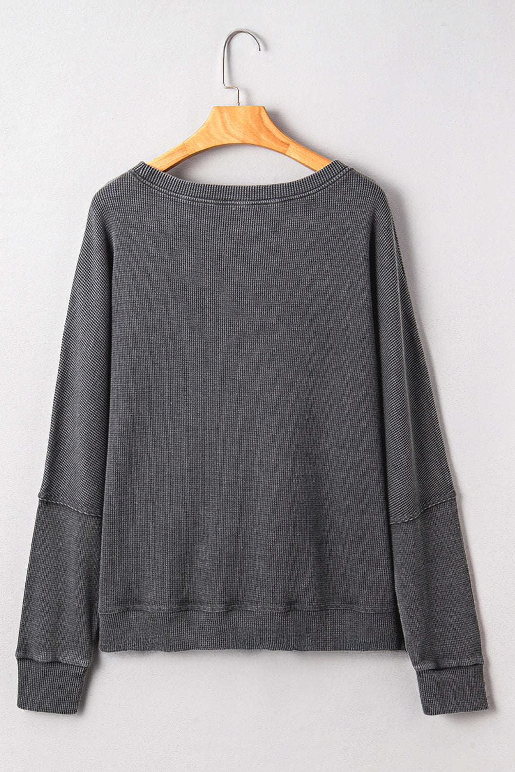 Bright Pink Ribbed Plain Long Sleeve Loose Top