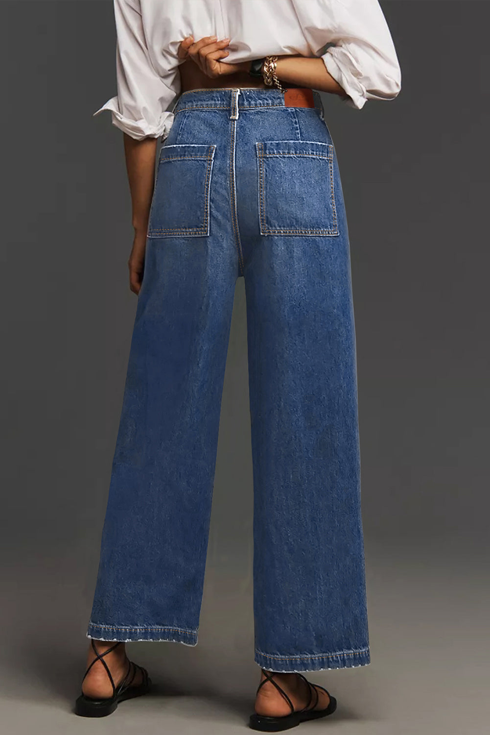 Bluing Mimimalist Patch Pocket High Waist Shift Jeans