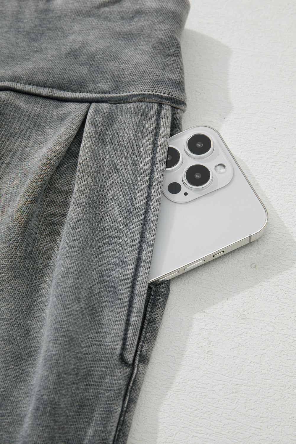 Medium Grey Mineral Wash Jogger Style High Waist Pants