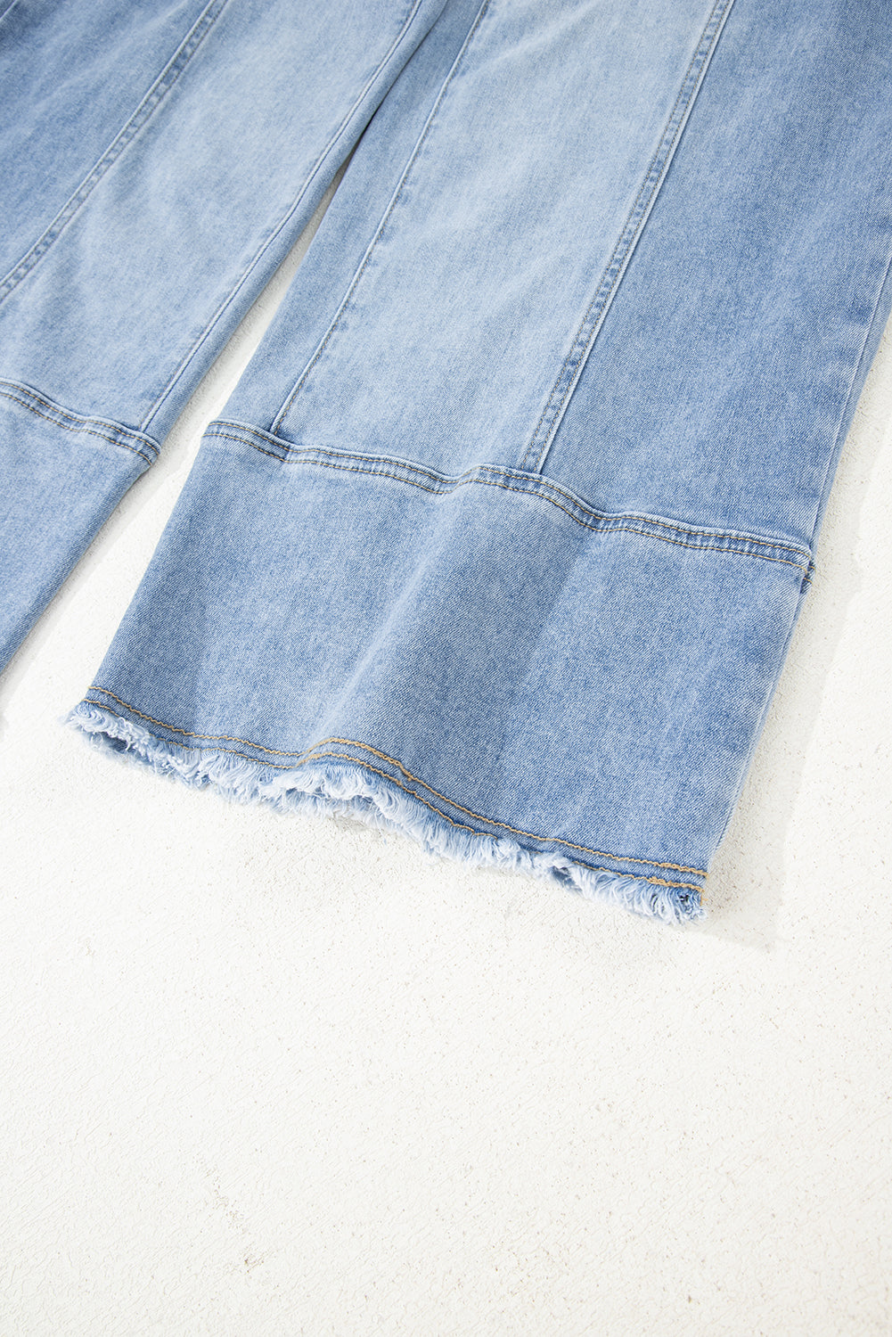 Gray Drawstring Seam Detail Raw Hem Wide Leg Jeans