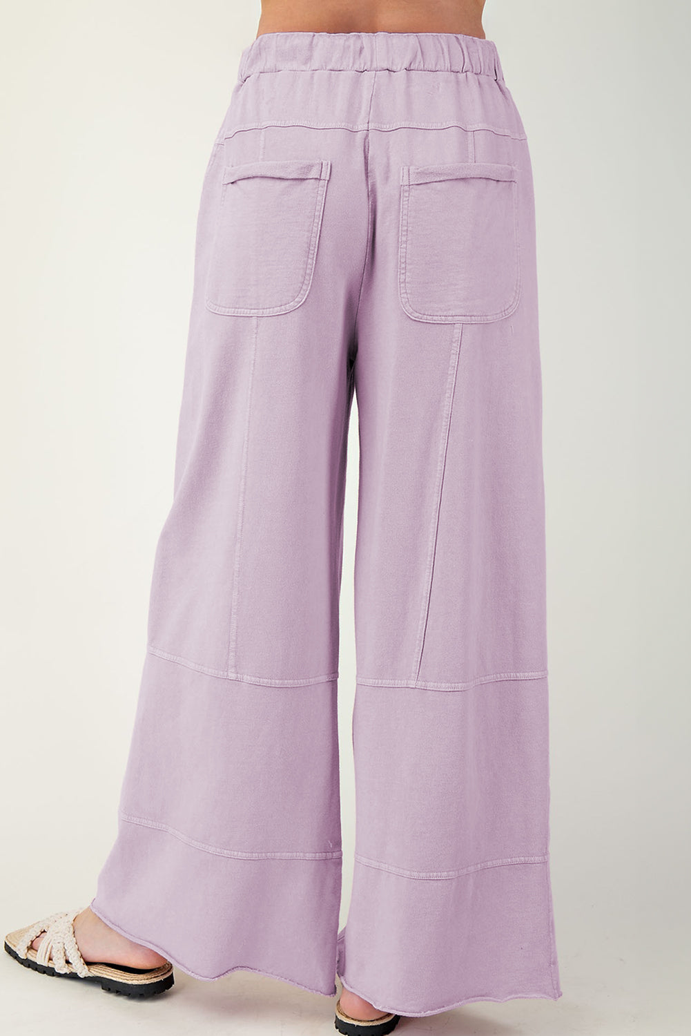 Black Mineral Wash Exposed Seam Wide Leg Cargo Pants