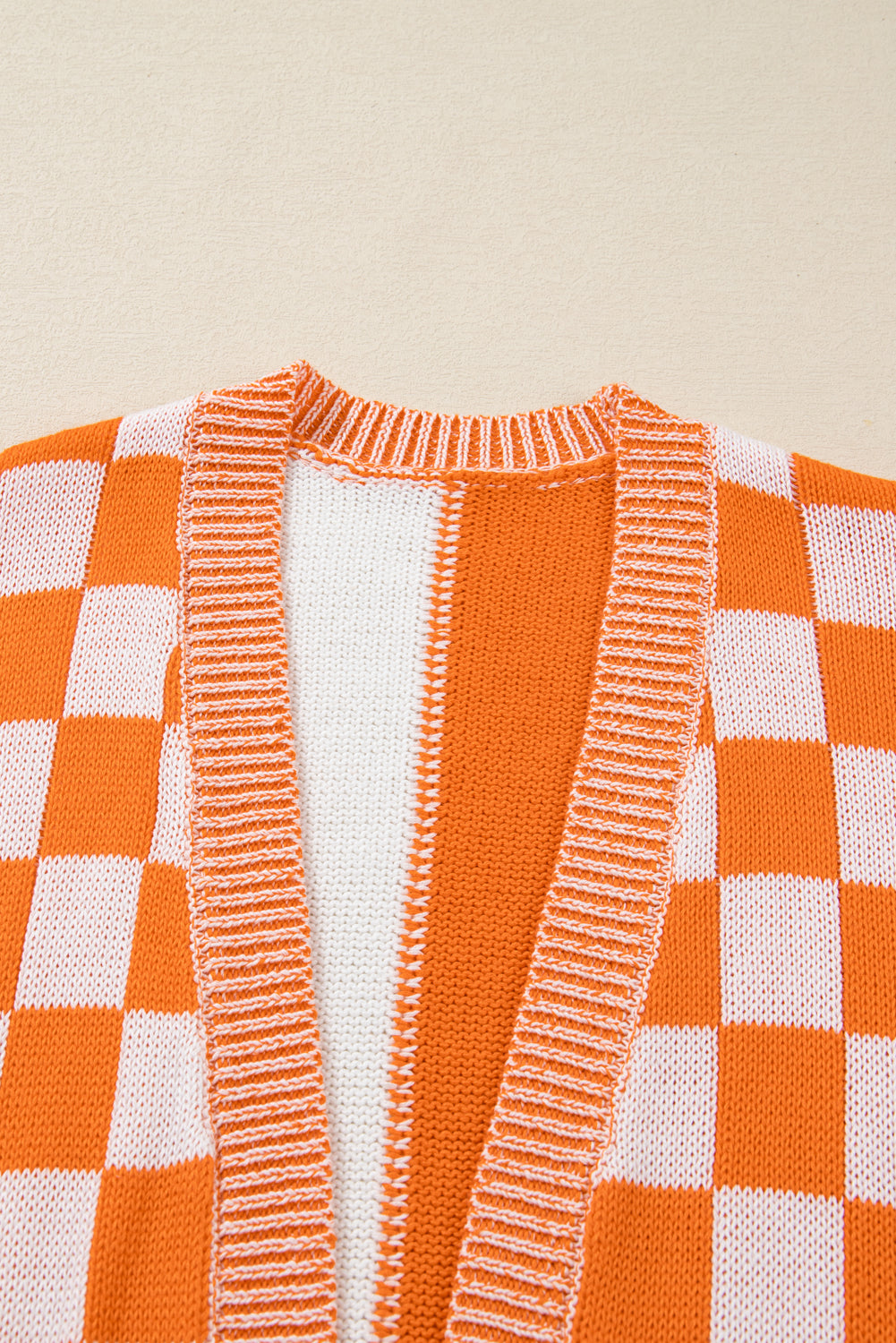 Black Checkered Plus Size Drop Shoulder Knit Cardigan