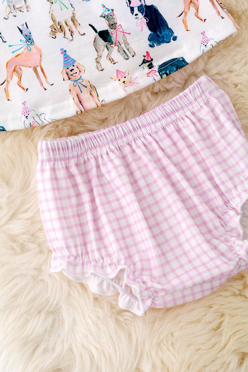 Multi-Color dog printed baby set.