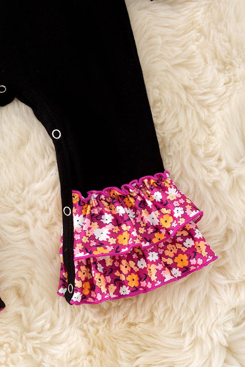 Black "BOO" Applique baby romper. RPG51595 Jean: 3-6 months