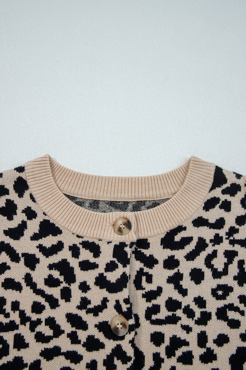 Black Leopard Drop Shoulder Knitted Cardigan