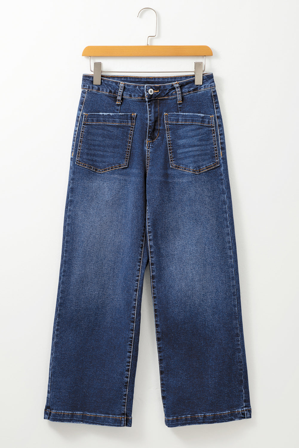 Bluing Mimimalist Patch Pocket High Waist Shift Jeans