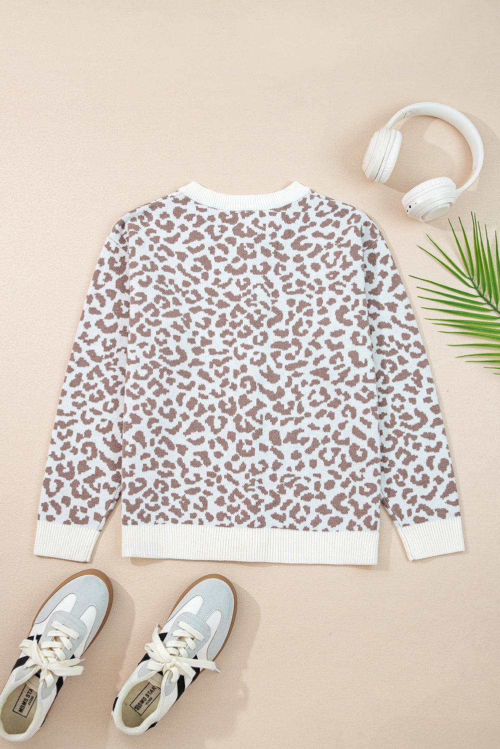 Black Leopard Drop Shoulder Knitted Cardigan