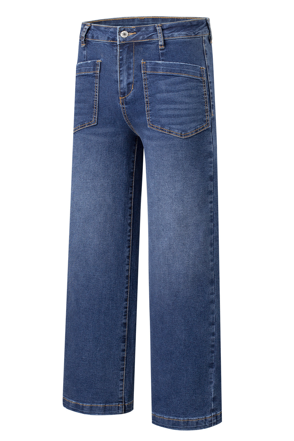 Bluing Mimimalist Patch Pocket High Waist Shift Jeans