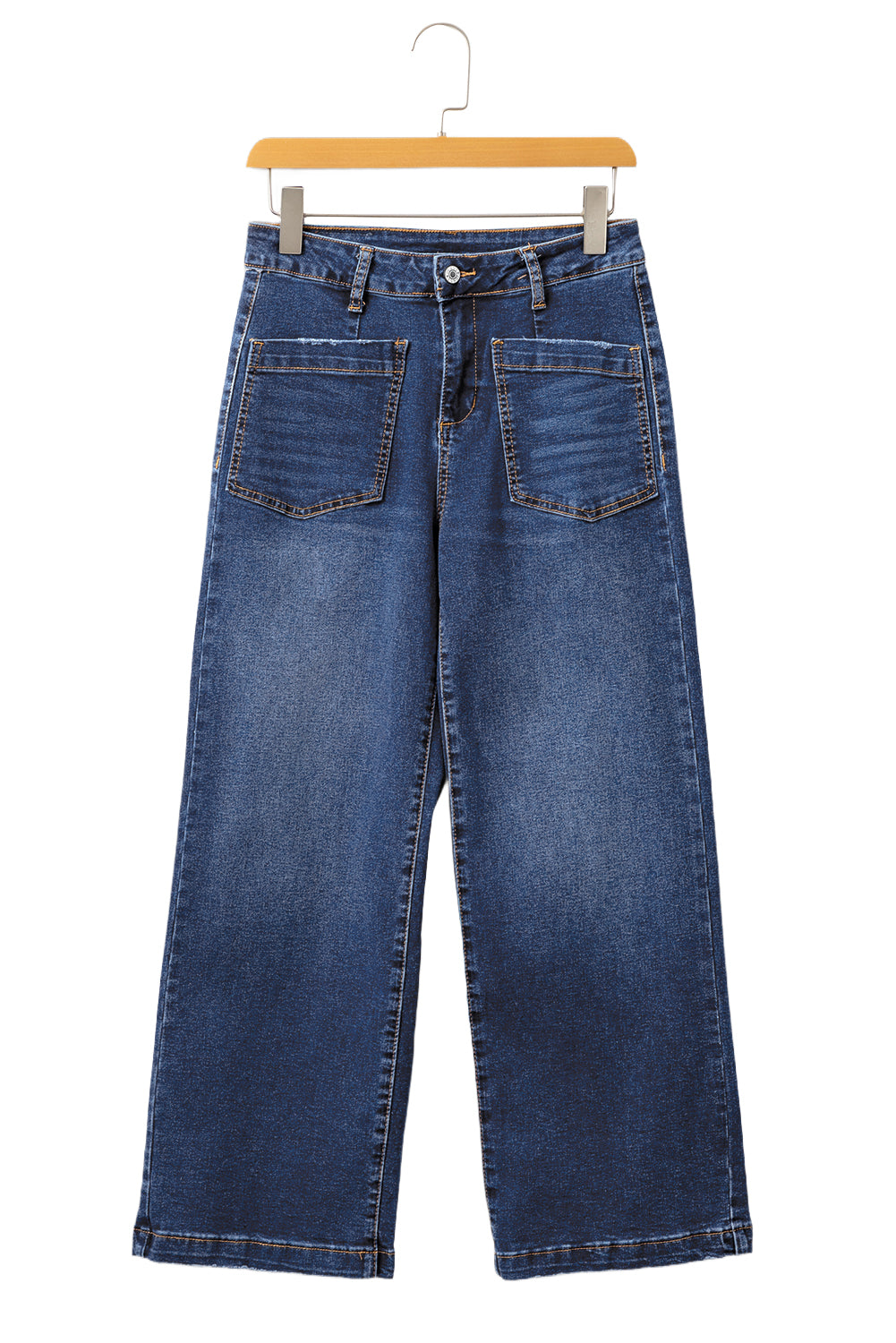 Bluing Mimimalist Patch Pocket High Waist Shift Jeans