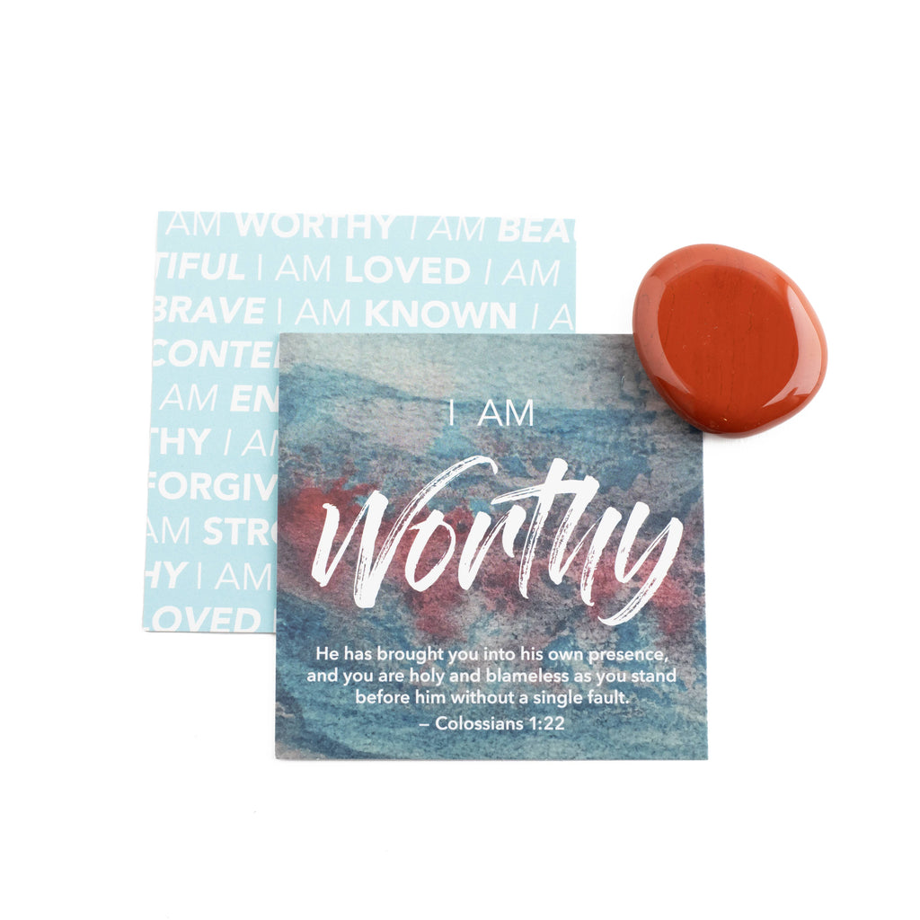 Affirmation Gems with Scripture Cards & Crystal Pocket Stone: Brave