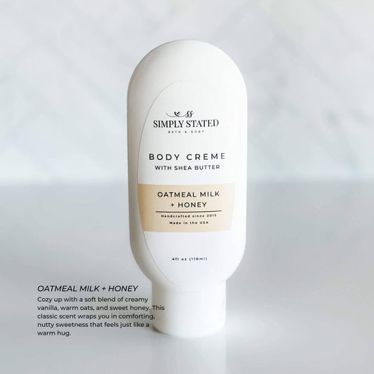 Signature Body Creme-Nourishing Lotion Moisturizer: Oatmeal Milk + Honey / 4 oz Squeeze Bottle