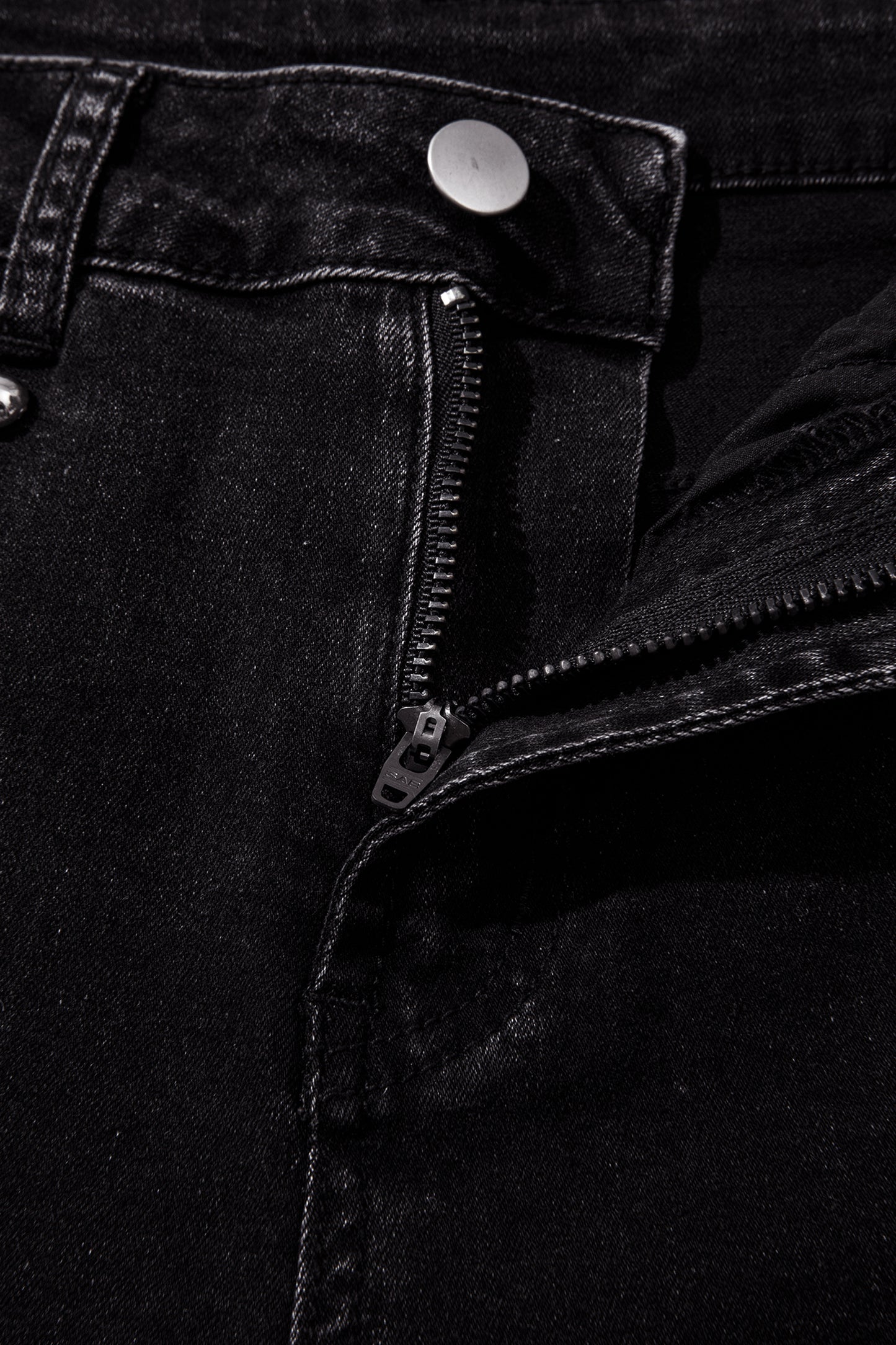 Navy Blue Studded Detail Straight Leg Casual Loose Jeans