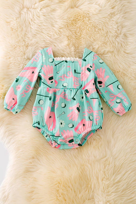 GOLF FUN KIND OF DAY MINT BABY ROMPER