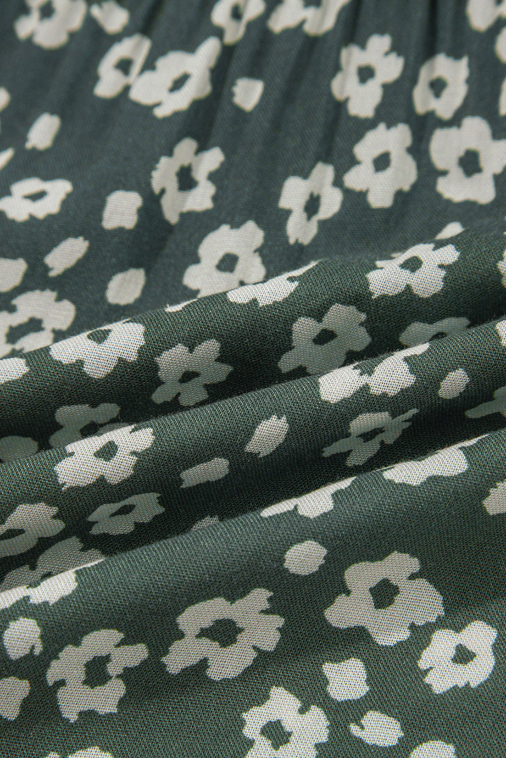 Green Boho Floral Print V Neck Knot Waist Sleeveless Dress