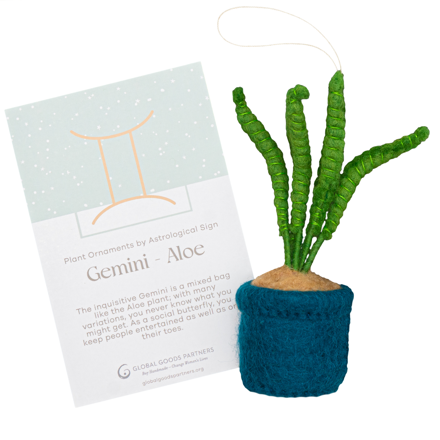 Plant Ornament Astrology Signs With Card: Libra / Peace Lily