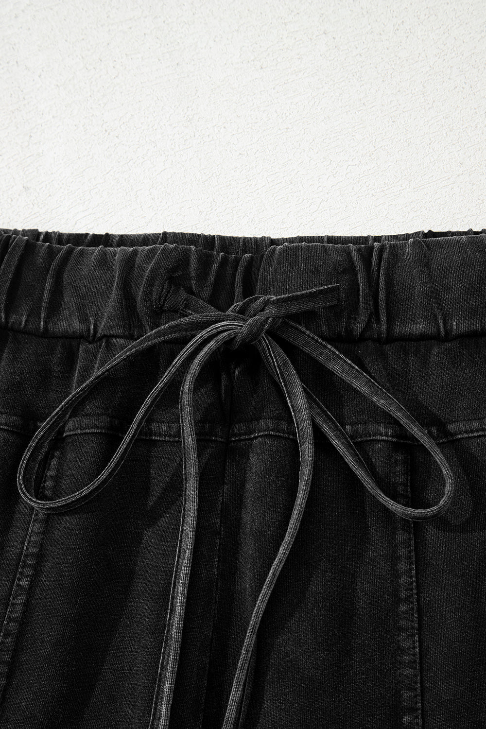 Black Mineral Wash Exposed Seam Wide Leg Cargo Pants