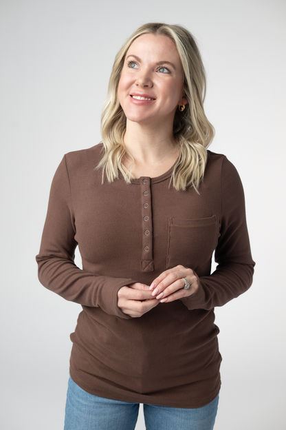 IN STOCK Georgia Long Sleeve Top - Brown: Small
