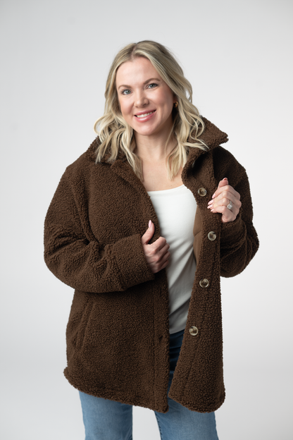 IN STOCK Teddy Oversized Shacket - Brown: Small