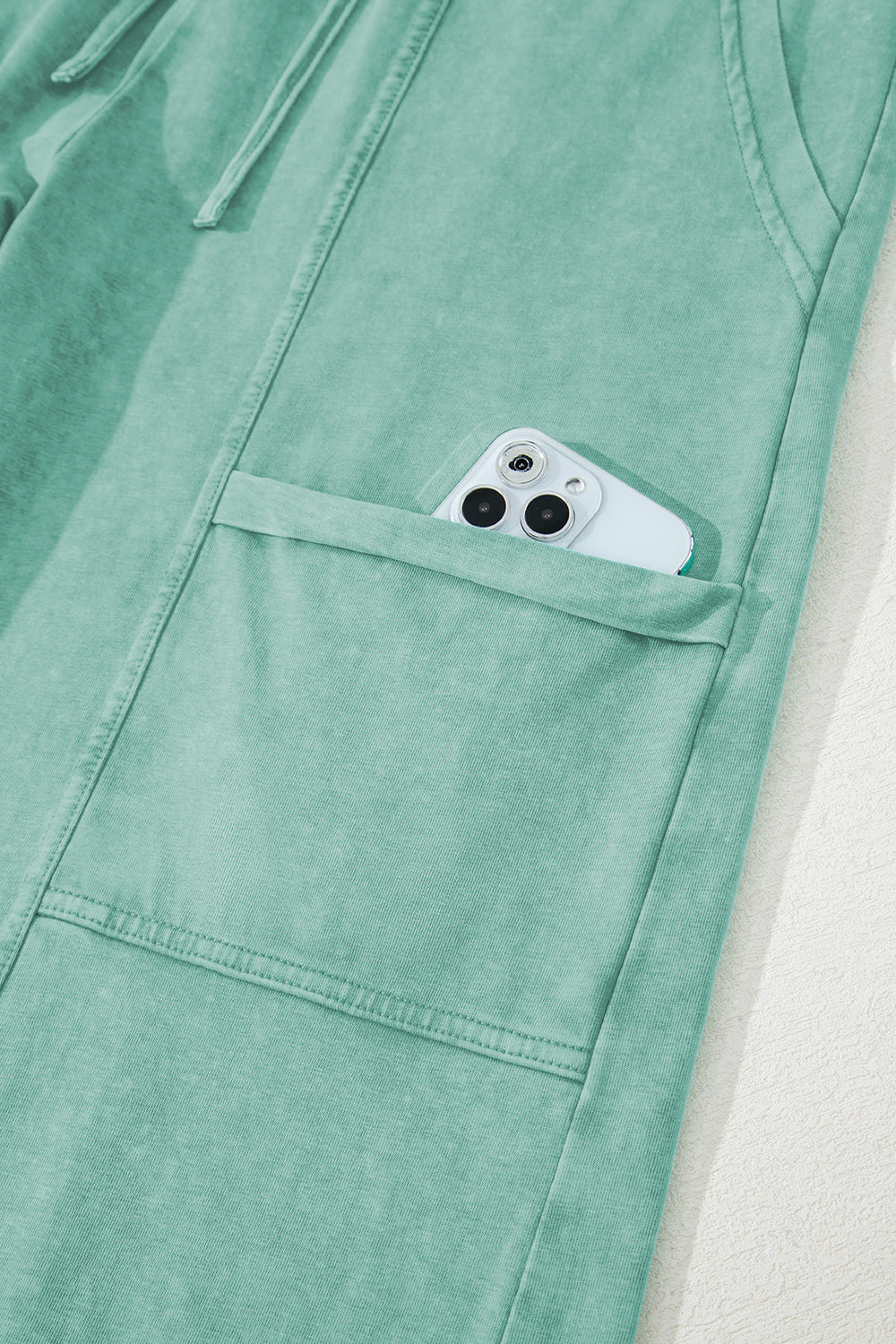 Black Mineral Wash Exposed Seam Wide Leg Cargo Pants