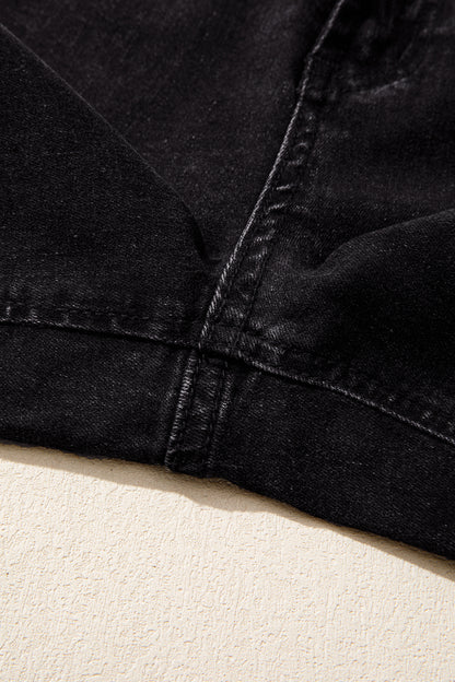 Navy Blue Studded Detail Straight Leg Casual Loose Jeans