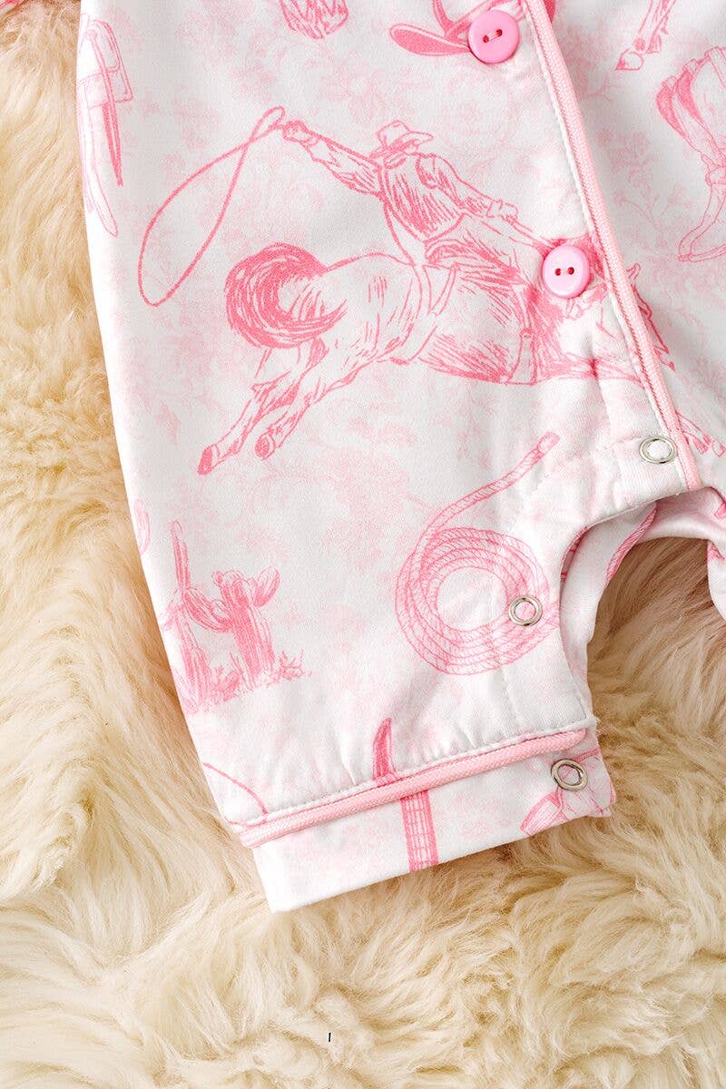 Cow skull, horse rider western printed baby pajamas