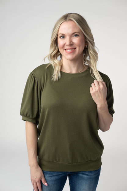 IN STOCK Katie Cozy Top - Olive: Small