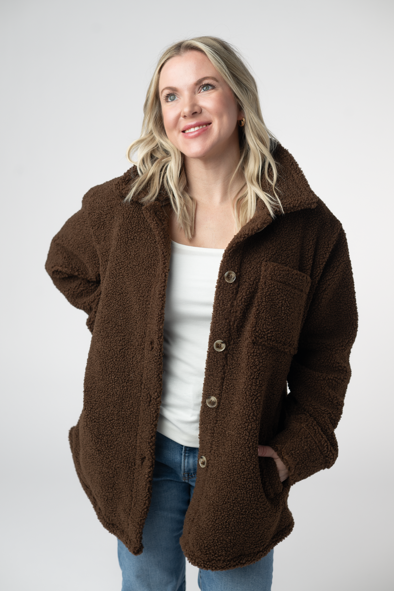 IN STOCK Teddy Oversized Shacket - Brown: Small