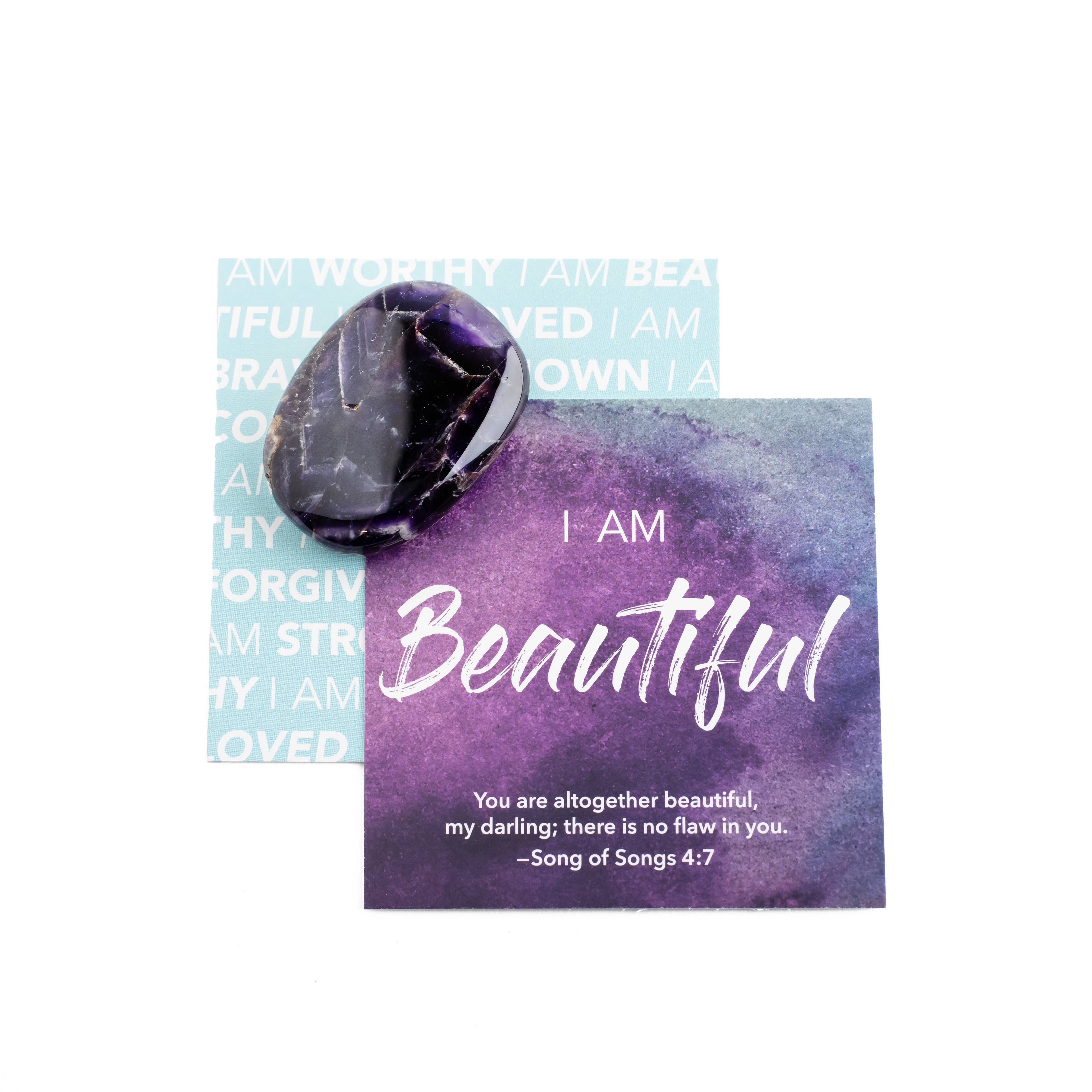 Affirmation Gems with Scripture Cards & Crystal Pocket Stone: Brave