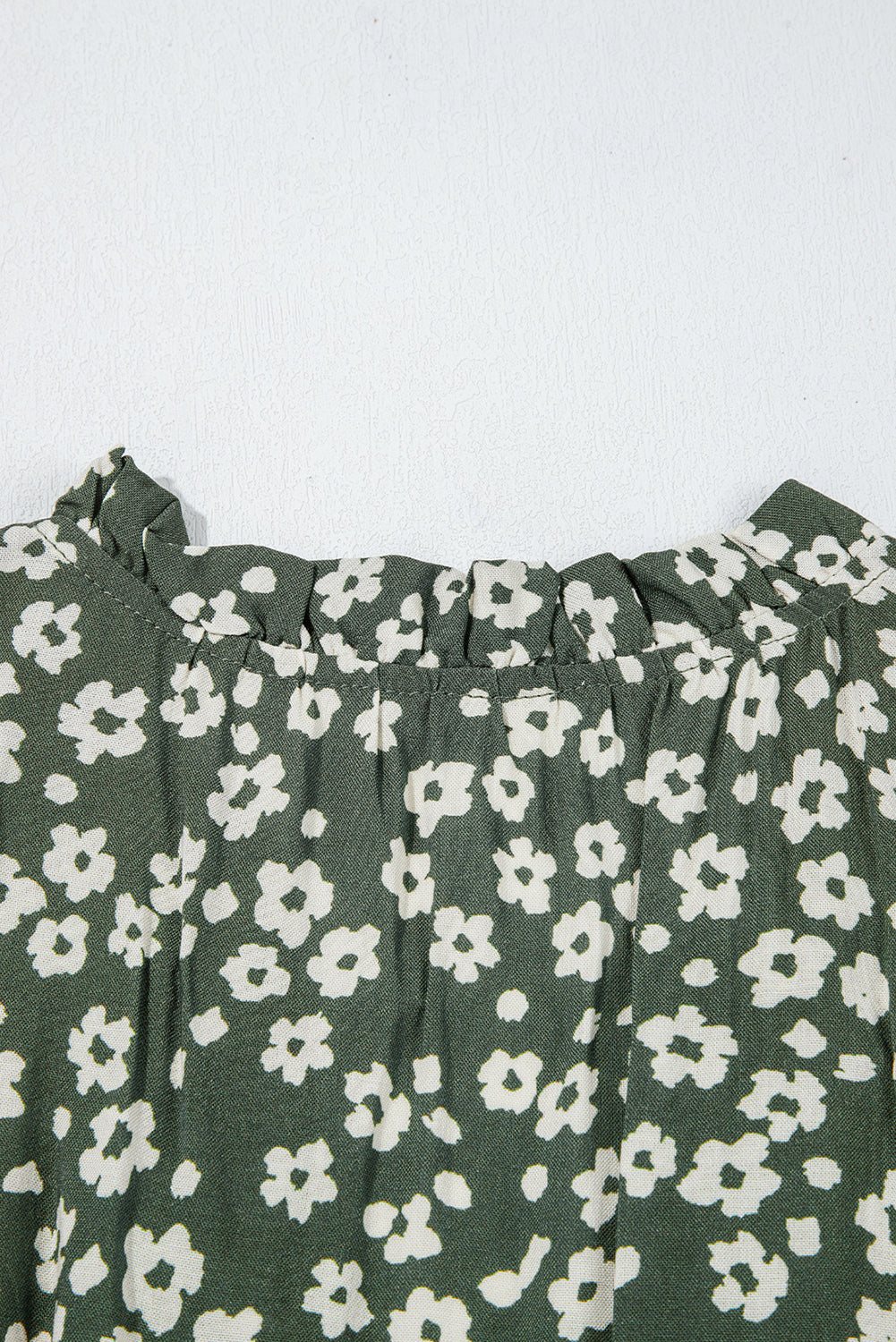 Green Boho Floral Print V Neck Knot Waist Sleeveless Dress