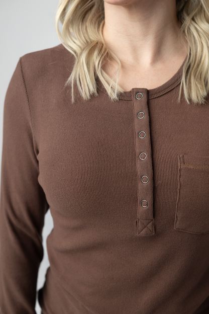 IN STOCK Georgia Long Sleeve Top - Brown: Small
