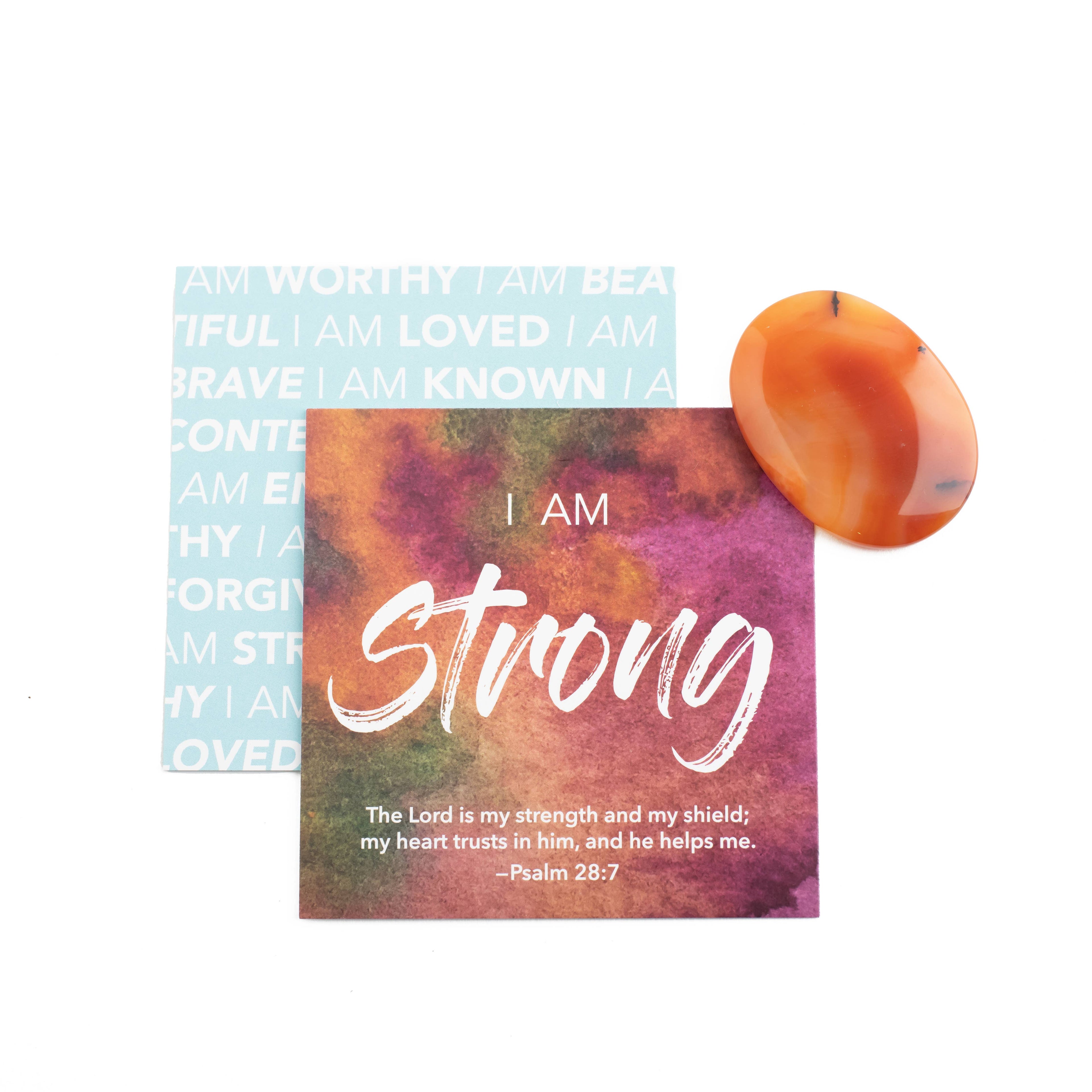 Affirmation Gems with Scripture Cards & Crystal Pocket Stone: Brave