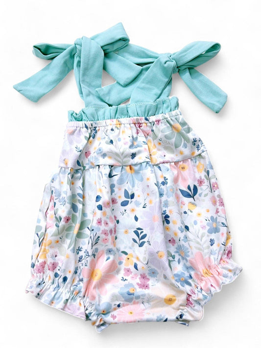 Girls floral baby romper with snaps