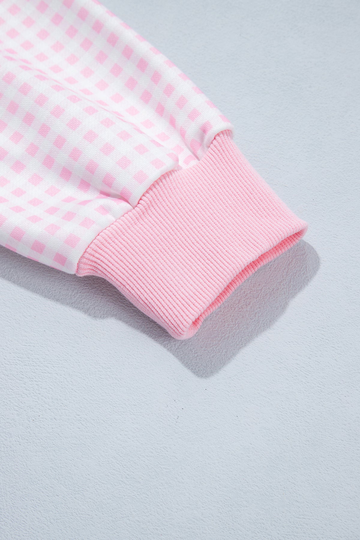 Coffee Plaid Sleeve Colorblock Loose Tunic Sweatshirt