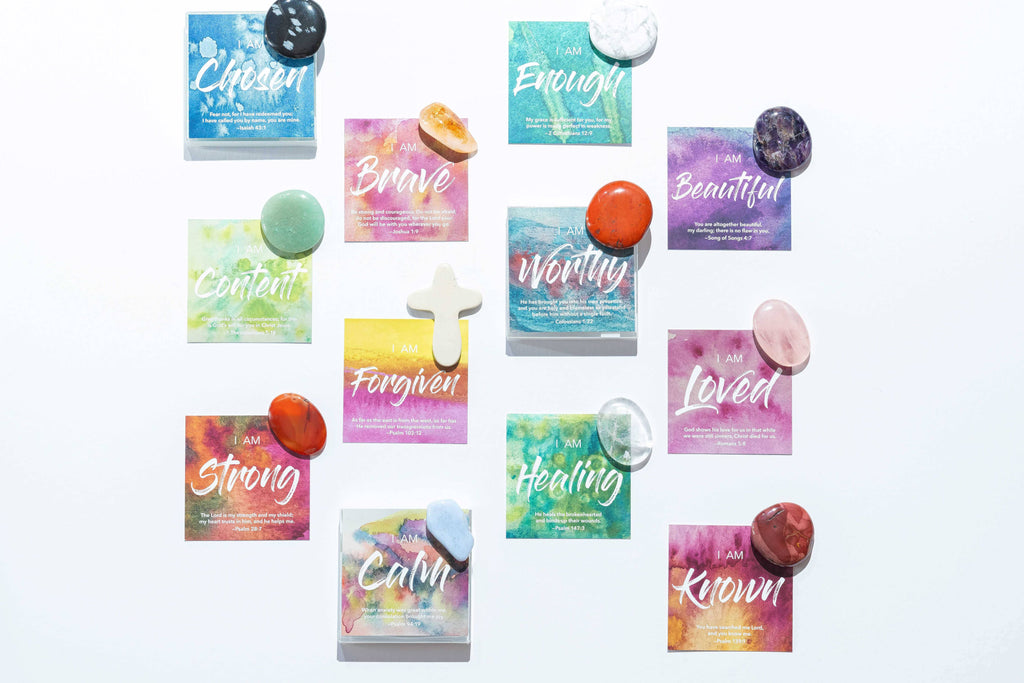Affirmation Gems with Scripture Cards & Crystal Pocket Stone: Brave