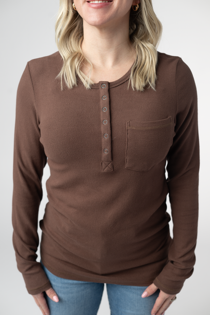 IN STOCK Georgia Long Sleeve Top - Brown: Small