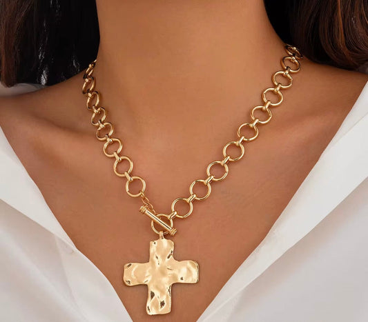 Hammered Cross Necklace RTS
