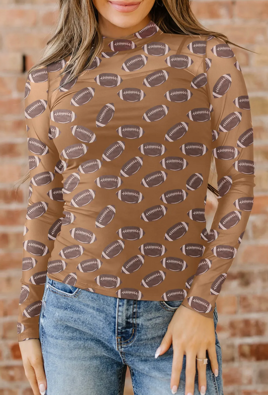 Football Sheer Mesh Long Sleeve Top RTS