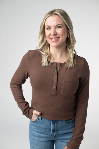 IN STOCK Georgia Long Sleeve Top - Brown: Small