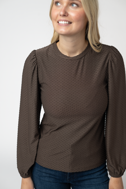 09.09 EN ROUTE Miranda Dot Top - Brown: Small
