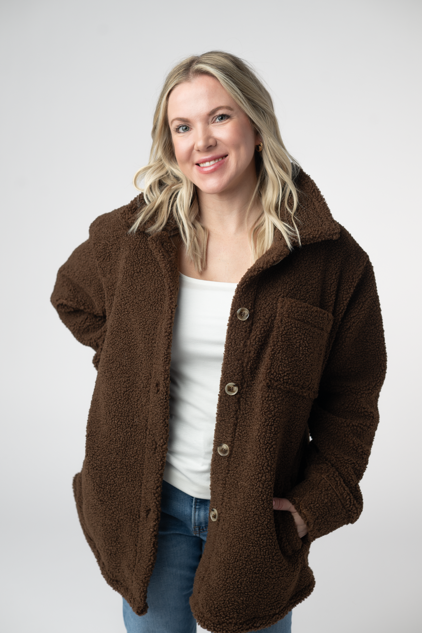 IN STOCK Teddy Oversized Shacket - Brown: Small
