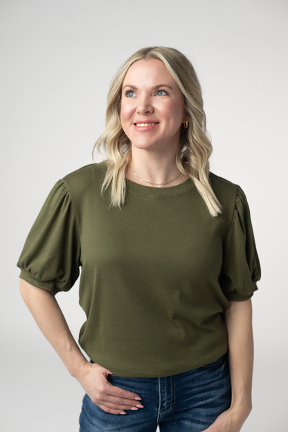 IN STOCK Katie Cozy Top - Olive: Small