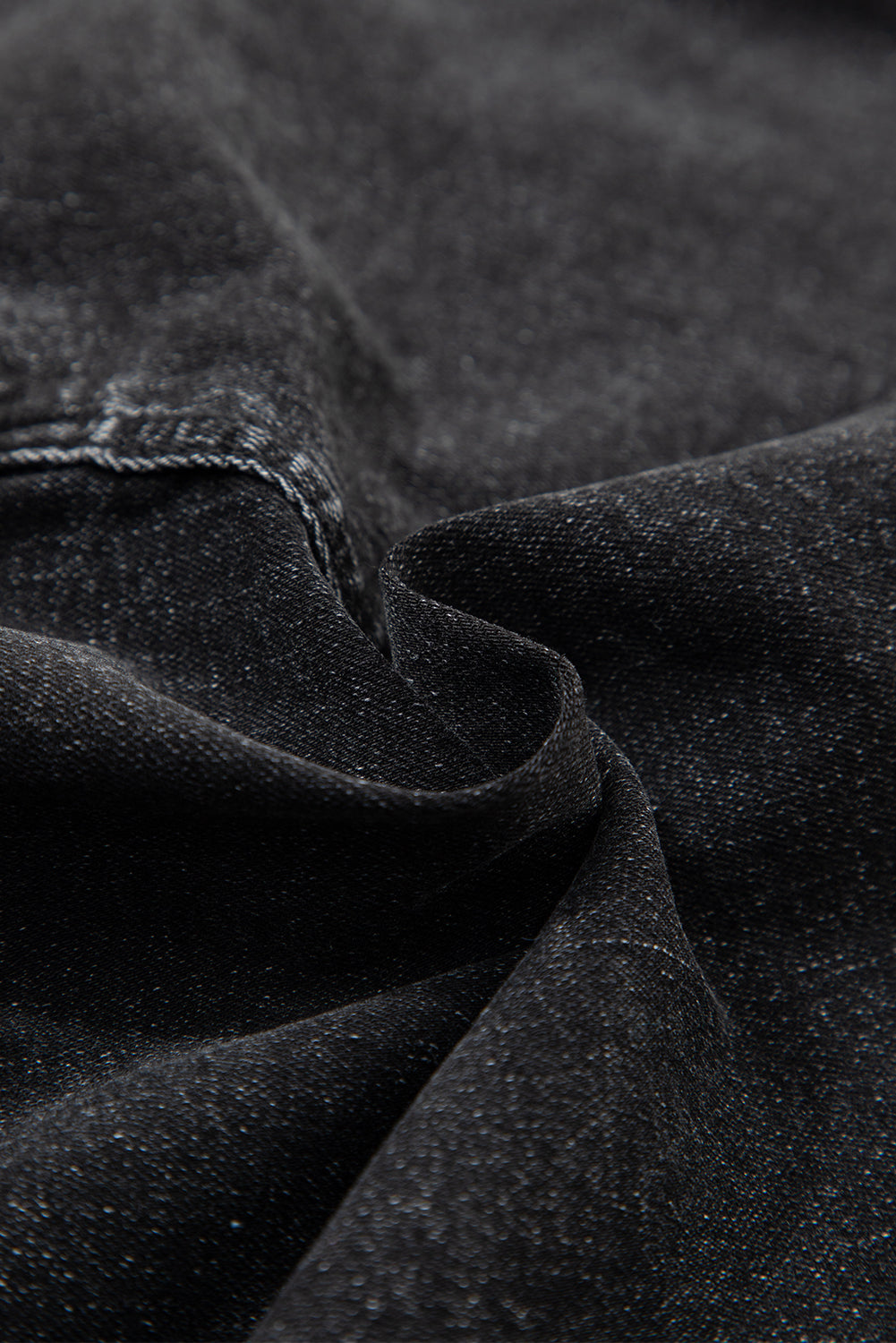 Carbon Grey Mineral Wash Ripped Raw Hem Denim Mini Skirt