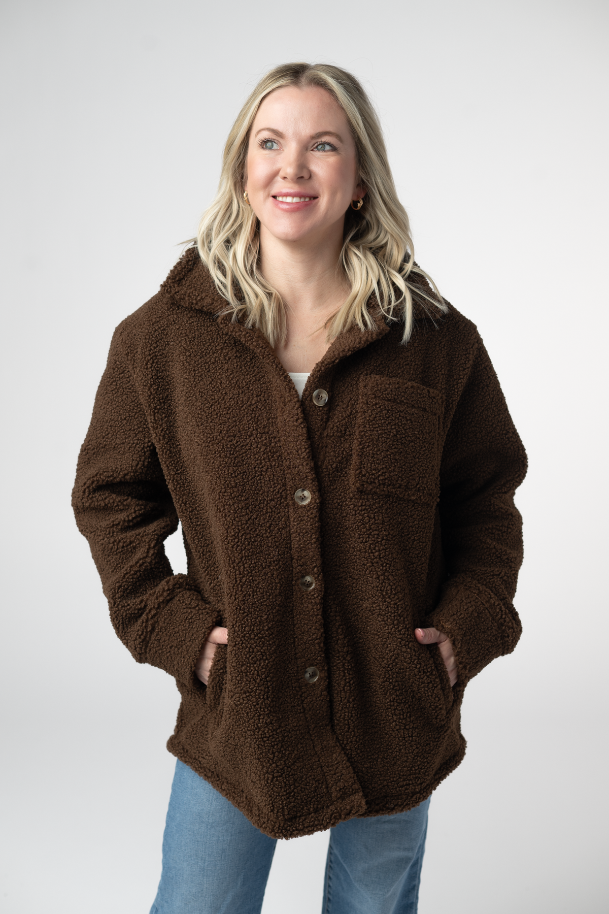 IN STOCK Teddy Oversized Shacket - Brown: Small