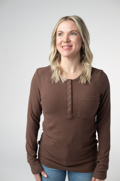 IN STOCK Georgia Long Sleeve Top - Brown: Small