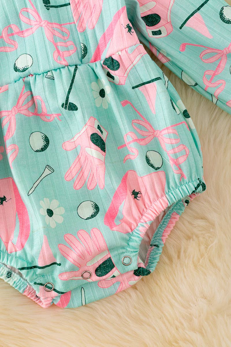 GOLF FUN KIND OF DAY MINT BABY ROMPER