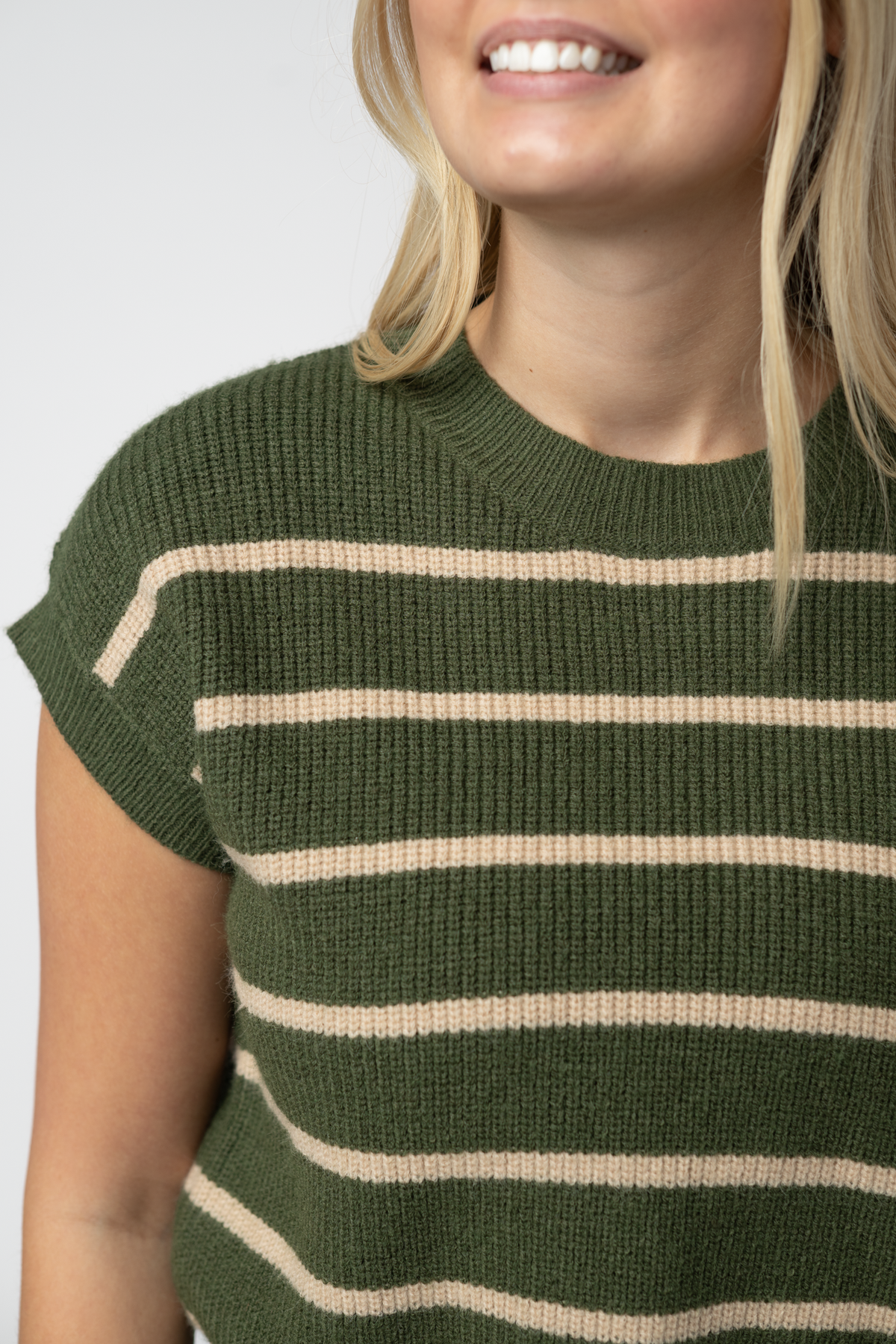 IN STOCK Striped Sweater Top - Olive and Tan: Small