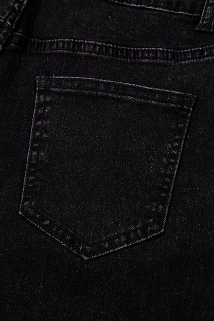Navy Blue Studded Detail Straight Leg Casual Loose Jeans